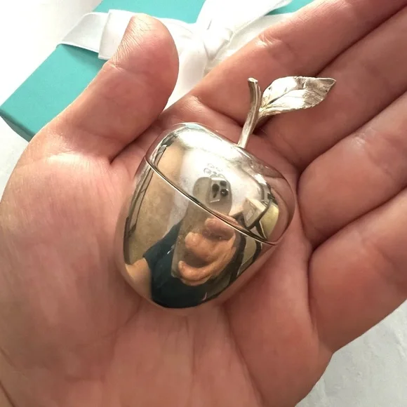 Vintage Tiffany & Co. apple trinket jewelry pill box lidded - Picture 15 of 16